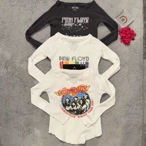 Pink Floyd/ Aerosmith waffle knit tops